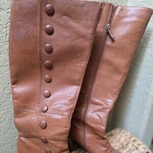 Crown Vintage-brown leather look boots